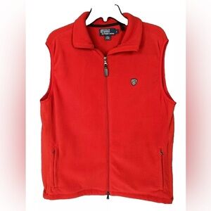 Vintage Y2K Polo Ralph Lauren Vest Sz Large Red Crest Spell Out Full Zip Fleece